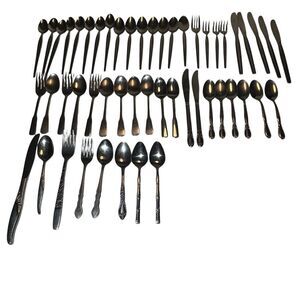 Vintage Mismatched Stainless Flatware Patterns Set of 51 Pieces